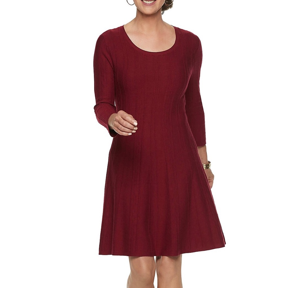 Dana Buchman Red Flare Sweater Dress Sz M